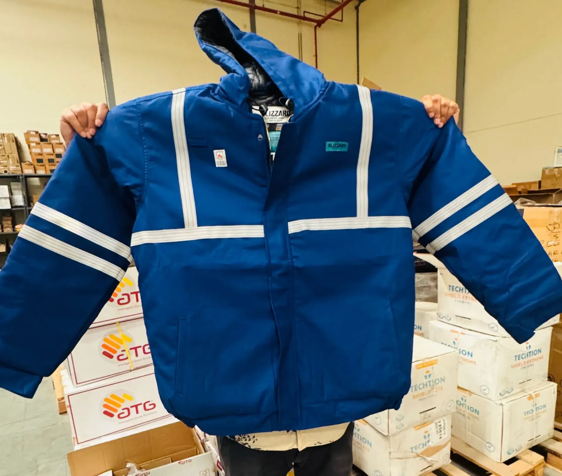 [BLIFIR1822-NVY-S] BLIZZARD FIRE RETARDANT WINTER JACKET WITH REFLECTIVE (Navy Blue, SMALL)